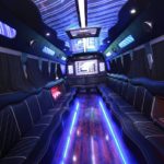 Shuttle bus with blue lights interior