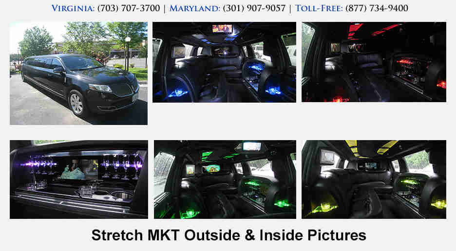 A collage of the Lincoln MKT Stretch outside and inside pictures