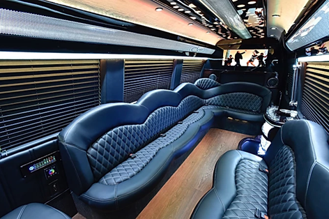 Seating arrangement view inside the sprinter limo Car