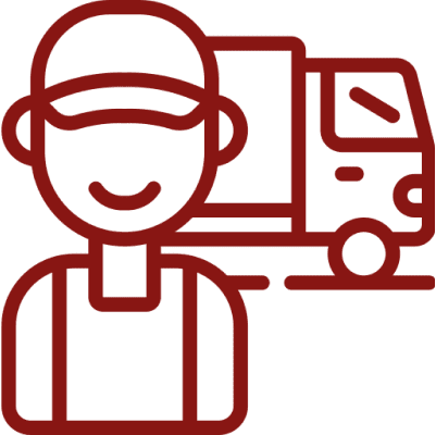 Delivery person icon with a truck outline.