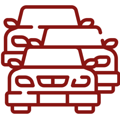 Red outline of two cars overlapping.